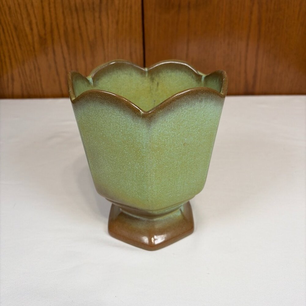 Frankoma Vintage Pottery Green Brown Collectible Vase